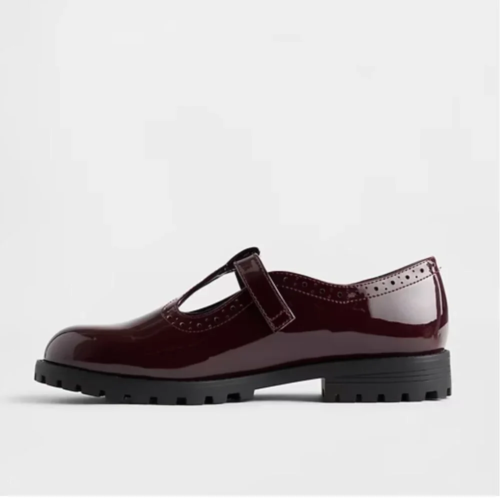 GAP Kids T-Strap Loafers - Burgundy Size 5